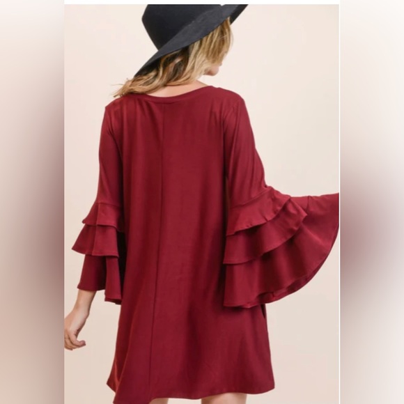 New Boho Inspired Waffle Knit Long Sleeve Dress - Picture 3 of 5